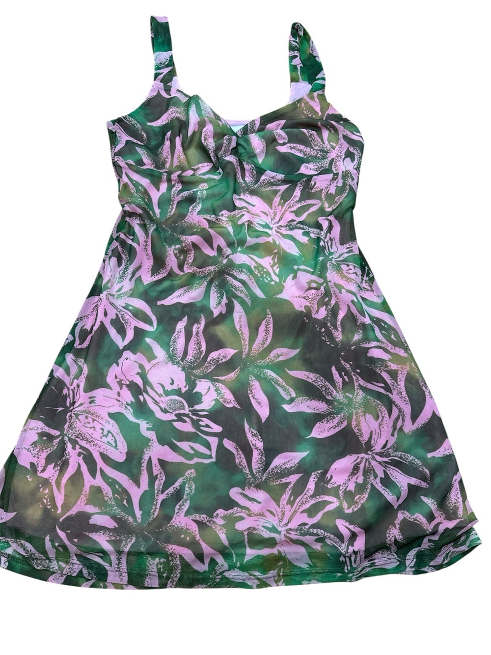 Topshop Green and pink Floral Strap Dress